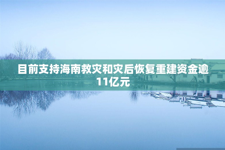 目前支持海南救灾和灾后恢复重建资金逾11亿元