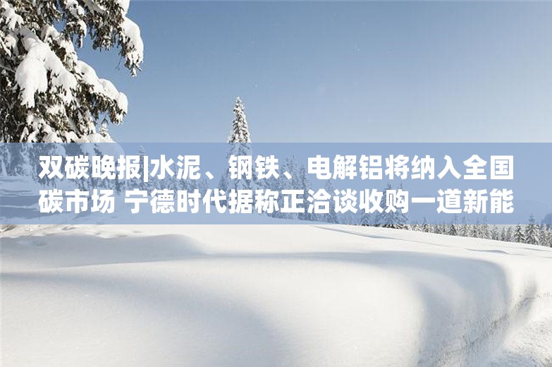 双碳晚报|水泥、钢铁、电解铝将纳入全国碳市场 宁德时代据称正洽谈收购一道新能源