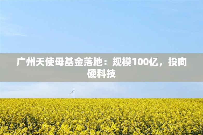 广州天使母基金落地：规模100亿，投向硬科技