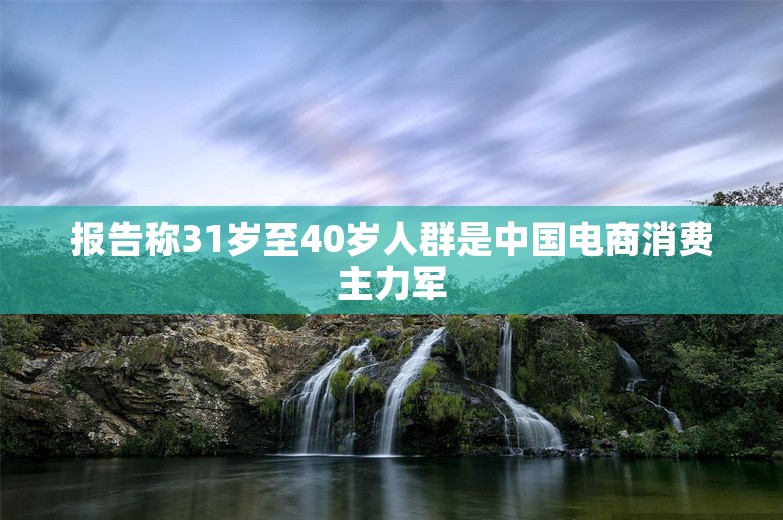 报告称31岁至40岁人群是中国电商消费主力军