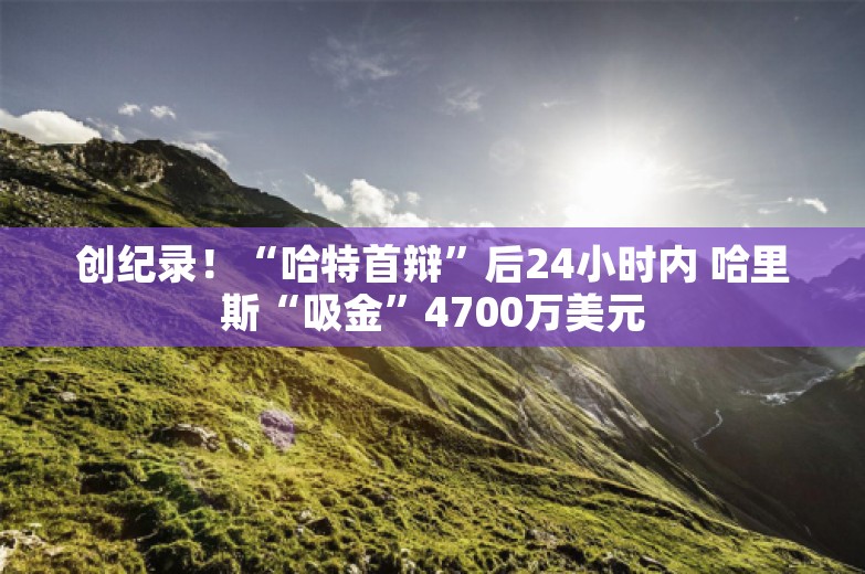 创纪录！“哈特首辩”后24小时内 哈里斯“吸金”4700万美元