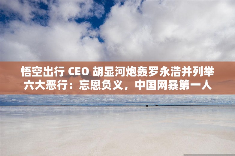 悟空出行 CEO 胡显河炮轰罗永浩并列举六大恶行：忘恩负义，中国网暴第一人