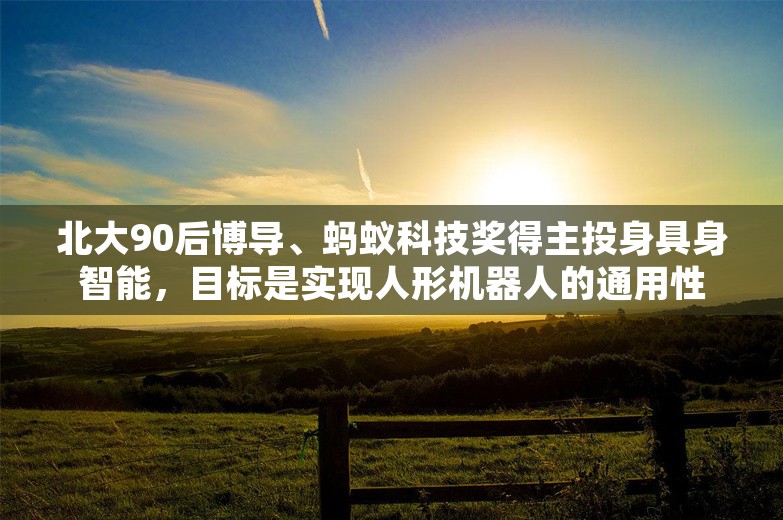 北大90后博导、蚂蚁科技奖得主投身具身智能，目标是实现人形机器人的通用性