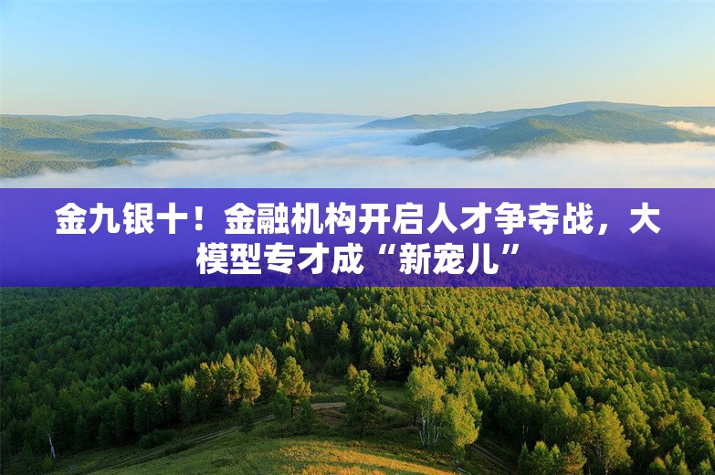 金九银十！金融机构开启人才争夺战，大模型专才成“新宠儿”