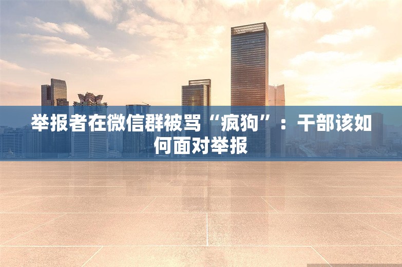 举报者在微信群被骂“疯狗”：干部该如何面对举报