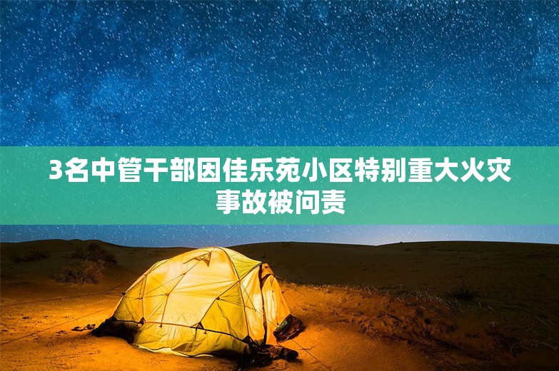 3名中管干部因佳乐苑小区特别重大火灾事故被问责