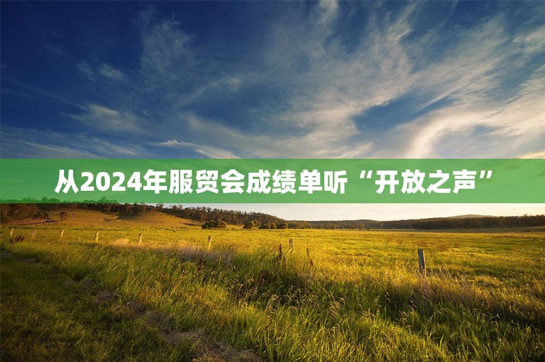 从2024年服贸会成绩单听“开放之声”