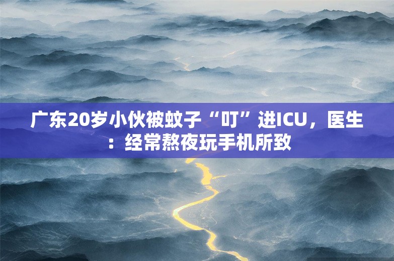 广东20岁小伙被蚊子“叮”进ICU，医生：经常熬夜玩手机所致