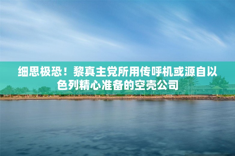 细思极恐！黎真主党所用传呼机或源自以色列精心准备的空壳公司