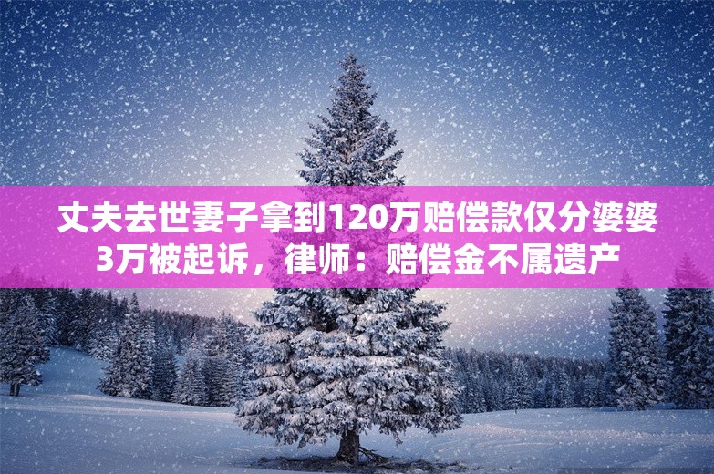 丈夫去世妻子拿到120万赔偿款仅分婆婆3万被起诉，律师：赔偿金不属遗产