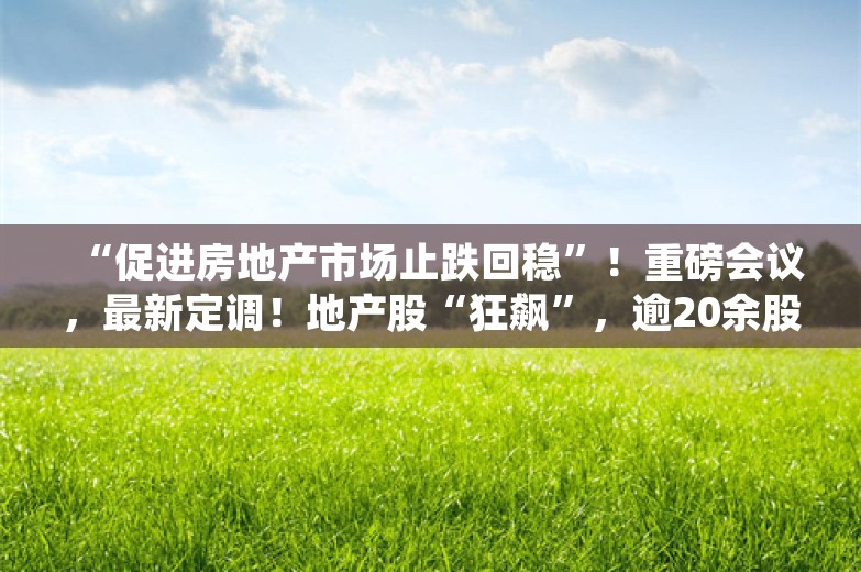 “促进房地产市场止跌回稳”！重磅会议，最新定调！地产股“狂飙”，逾20余股涨停