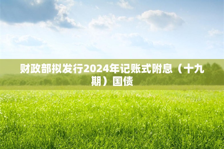 财政部拟发行2024年记账式附息（十九期）国债