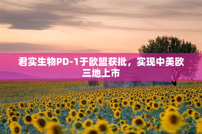 君实生物PD-1于欧盟获批，实现中美欧三地上市