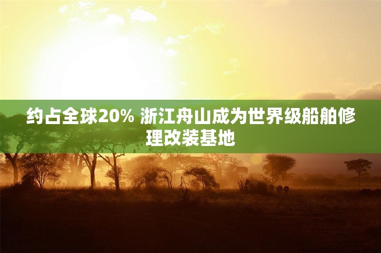 约占全球20% 浙江舟山成为世界级船舶修理改装基地