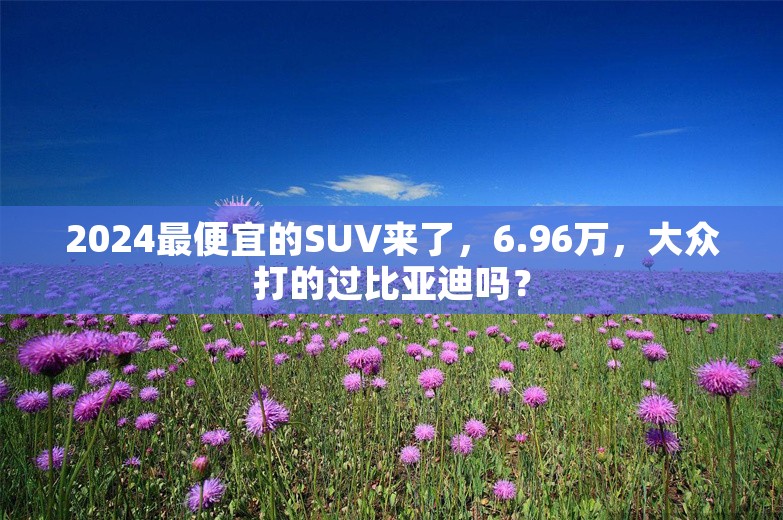 2024最便宜的SUV来了，6.96万，大众打的过比亚迪吗？