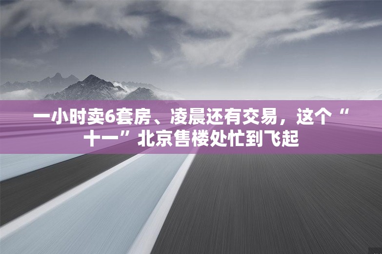 一小时卖6套房、凌晨还有交易，这个“十一”北京售楼处忙到飞起