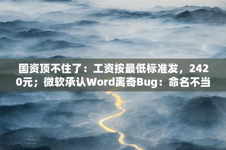 国资顶不住了：工资按最低标准发，2420元；微软承认Word离奇Bug：命名不当会导致文件被删；百度一大批高管换位轮岗丨雷峰早报