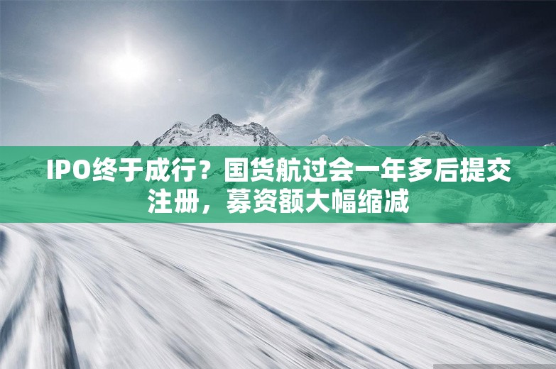 IPO终于成行？国货航过会一年多后提交注册，募资额大幅缩减