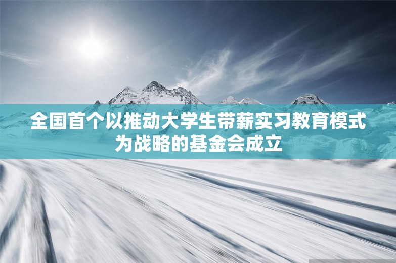 全国首个以推动大学生带薪实习教育模式为战略的基金会成立