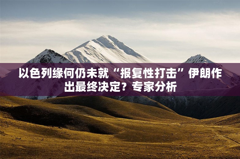 以色列缘何仍未就“报复性打击”伊朗作出最终决定？专家分析