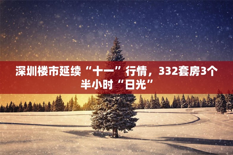 深圳楼市延续“十一”行情，332套房3个半小时“日光”