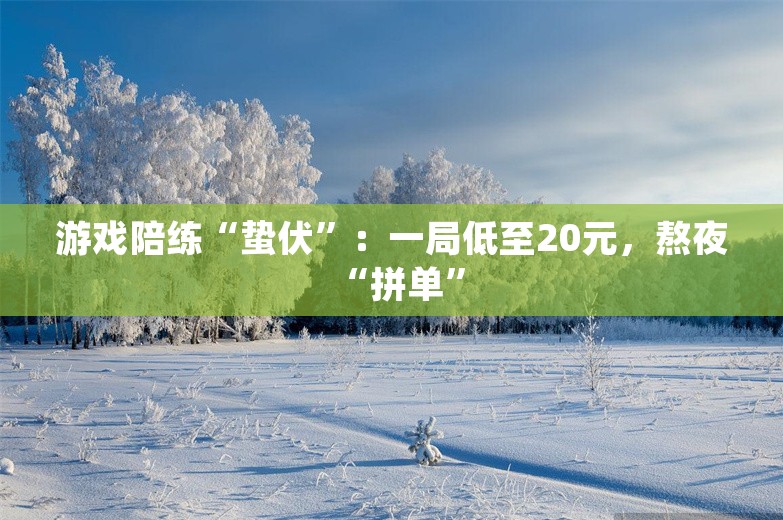 游戏陪练“蛰伏”：一局低至20元，熬夜“拼单”