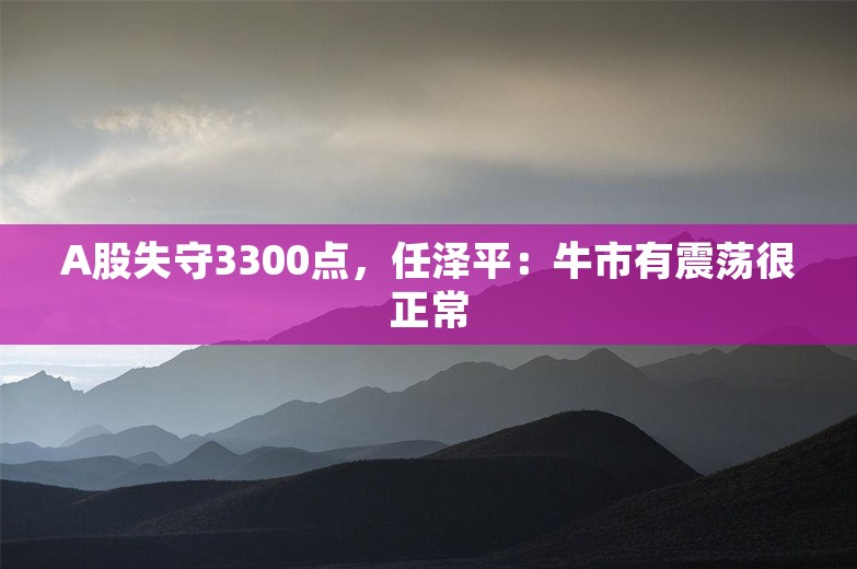 A股失守3300点，任泽平：牛市有震荡很正常