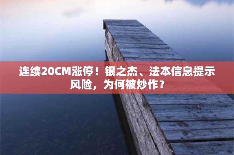 连续20CM涨停！银之杰、法本信息提示风险，为何被炒作？