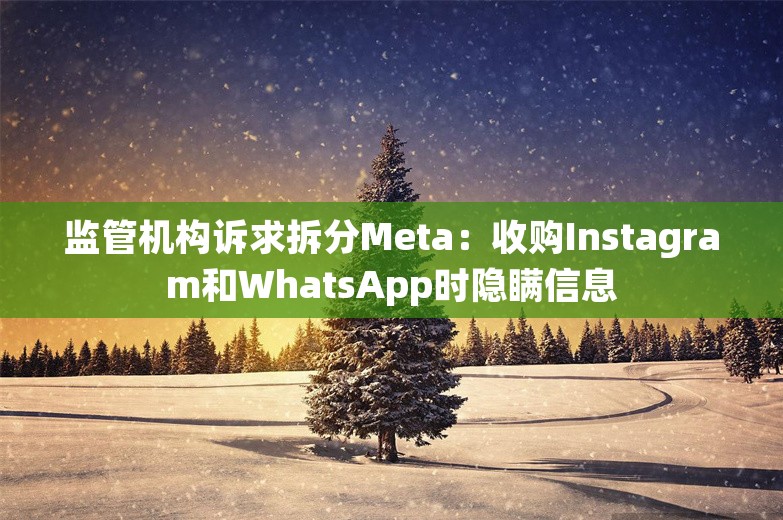 监管机构诉求拆分Meta：收购Instagram和WhatsApp时隐瞒信息