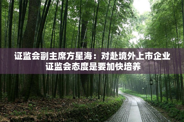 证监会副主席方星海：对赴境外上市企业 证监会态度是要加快培养