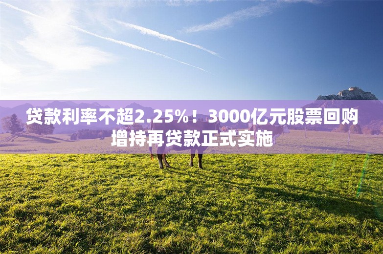 贷款利率不超2.25%！3000亿元股票回购增持再贷款正式实施