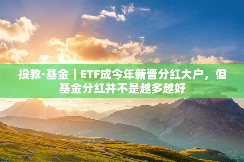 投教·基金｜ETF成今年新晋分红大户，但基金分红并不是越多越好