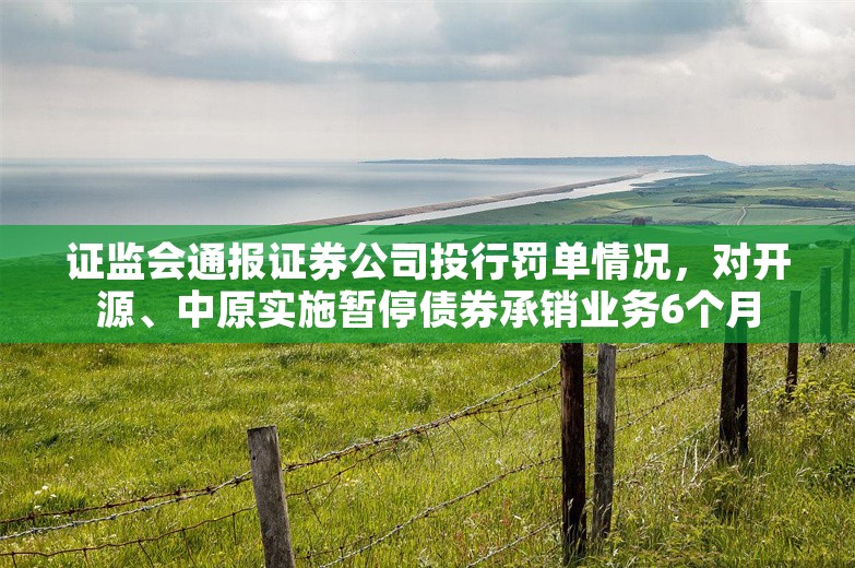 证监会通报证券公司投行罚单情况，对开源、中原实施暂停债券承销业务6个月