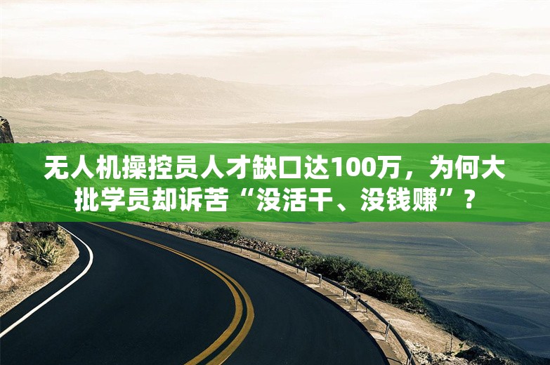 无人机操控员人才缺口达100万，为何大批学员却诉苦“没活干、没钱赚”?