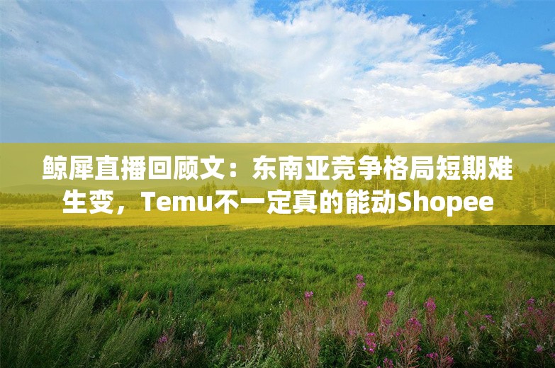 鲸犀直播回顾文：东南亚竞争格局短期难生变，Temu不一定真的能动Shopee