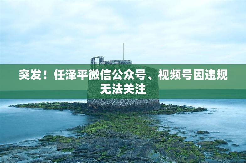 突发！任泽平微信公众号、视频号因违规无法关注