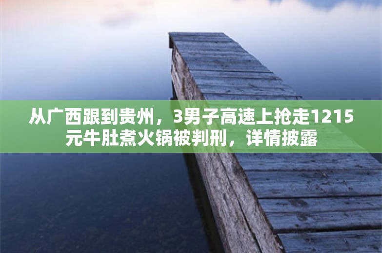 从广西跟到贵州，3男子高速上抢走1215元牛肚煮火锅被判刑，详情披露