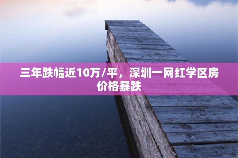 三年跌幅近10万/平，深圳一网红学区房价格暴跌