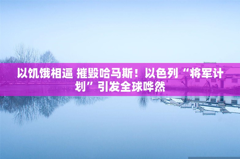 以饥饿相逼 摧毁哈马斯！以色列“将军计划”引发全球哗然