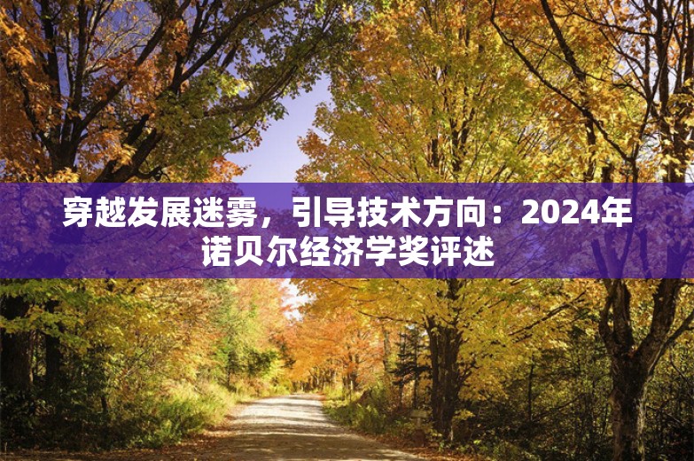 穿越发展迷雾，引导技术方向：2024年诺贝尔经济学奖评述