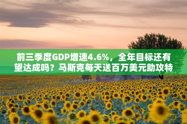 前三季度GDP增速4.6%，全年目标还有望达成吗？马斯克每天送百万美元助攻特朗普