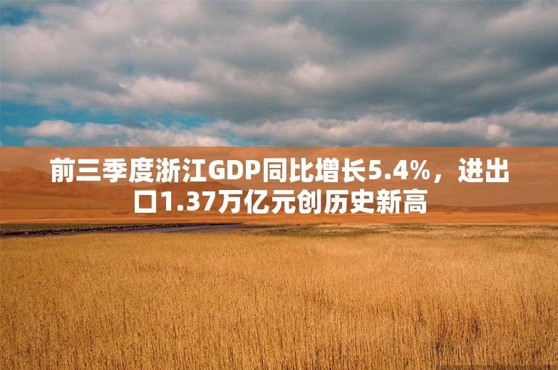 前三季度浙江GDP同比增长5.4%，进出口1.37万亿元创历史新高