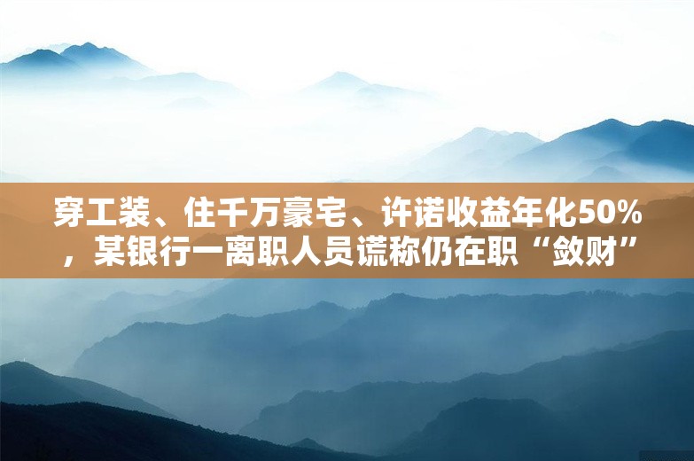 穿工装、住千万豪宅、许诺收益年化50%，某银行一离职人员谎称仍在职“敛财”上亿，终获刑14年