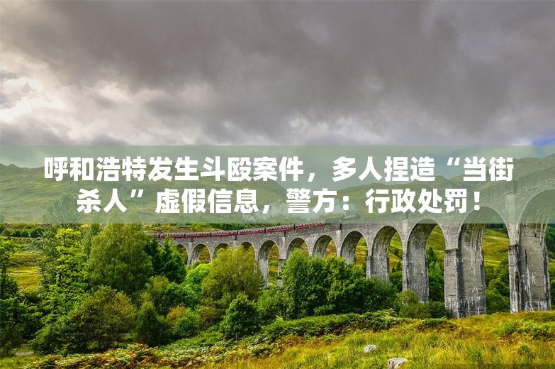 呼和浩特发生斗殴案件，多人捏造“当街杀人”虚假信息，警方：行政处罚！