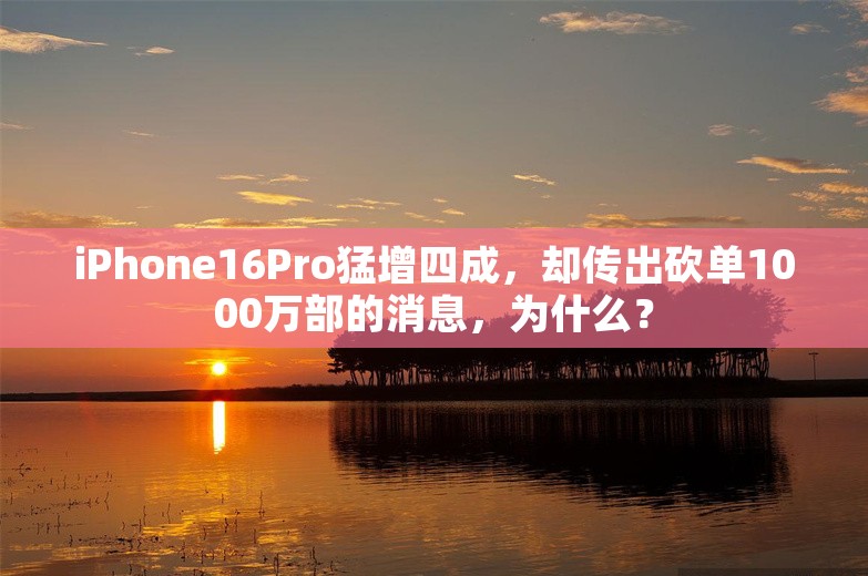 iPhone16Pro猛增四成，却传出砍单1000万部的消息，为什么？