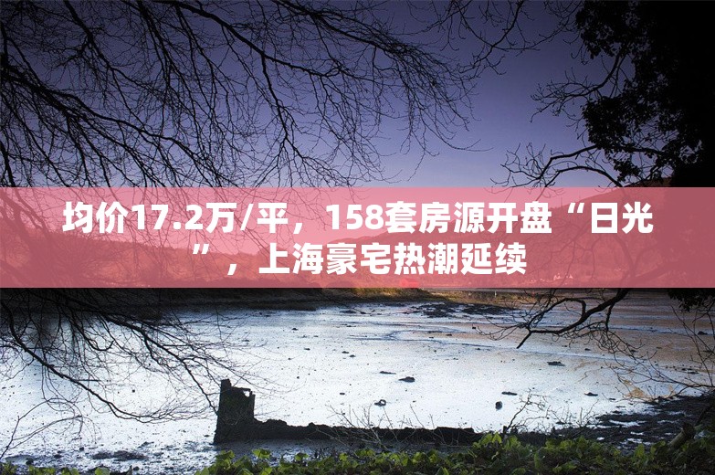 均价17.2万/平，158套房源开盘“日光”，上海豪宅热潮延续