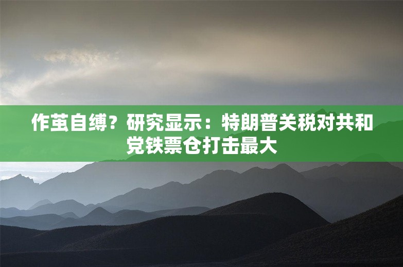 作茧自缚？研究显示：特朗普关税对共和党铁票仓打击最大