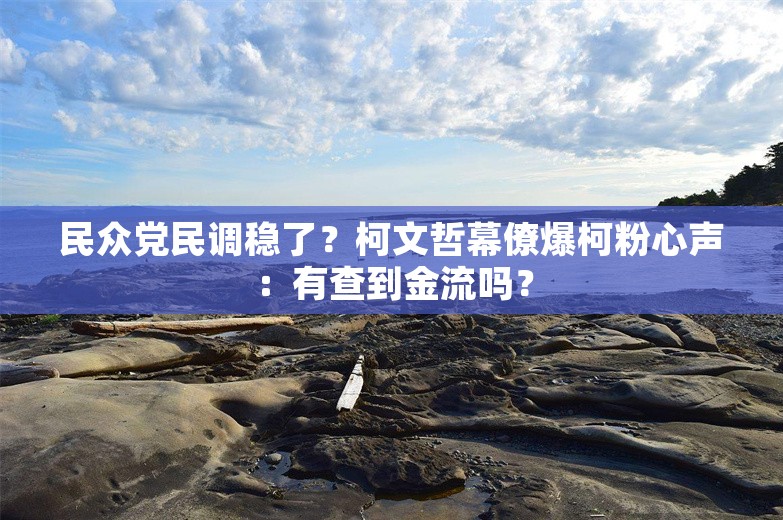 民众党民调稳了？柯文哲幕僚爆柯粉心声：有查到金流吗？