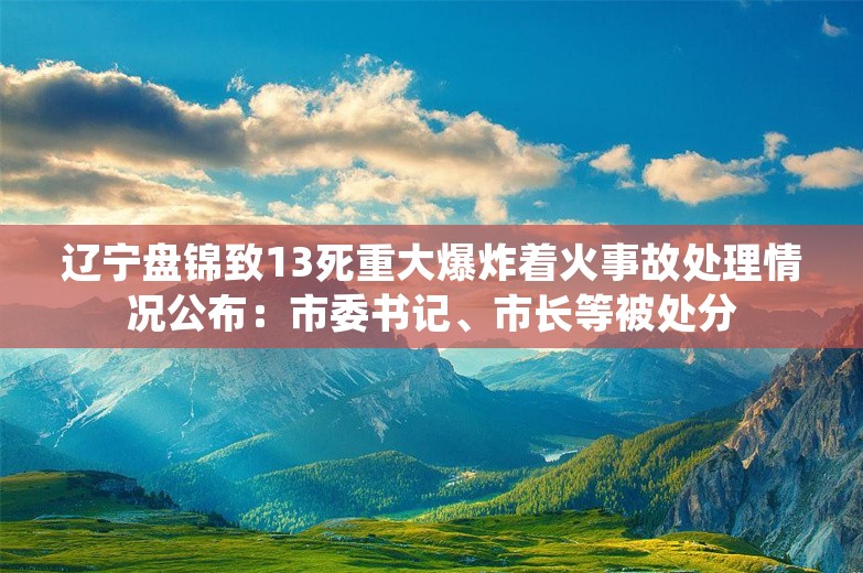 辽宁盘锦致13死重大爆炸着火事故处理情况公布：市委书记、市长等被处分