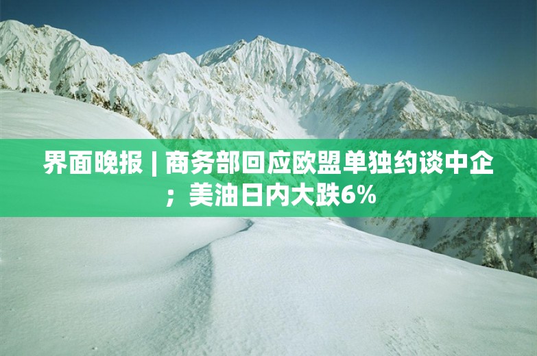 界面晚报 | 商务部回应欧盟单独约谈中企；美油日内大跌6%